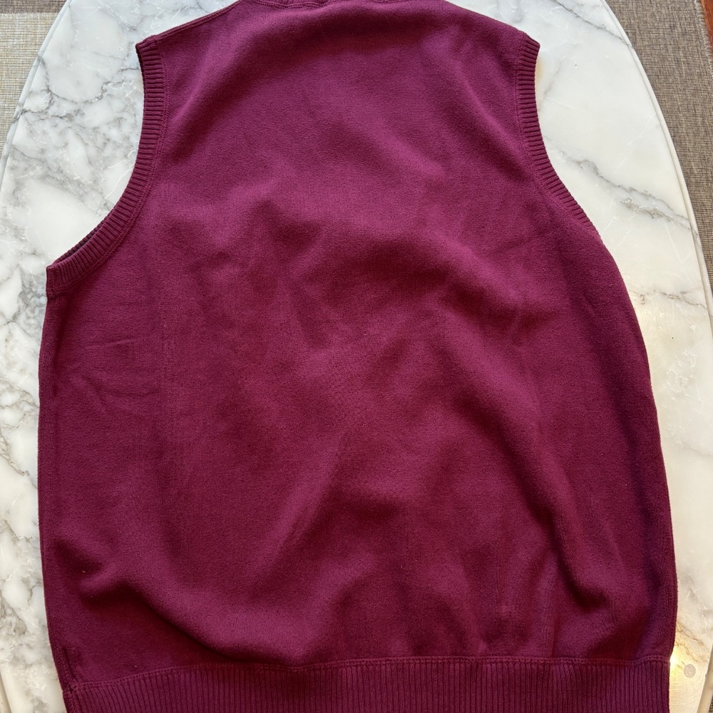 Alan Flusser 100% Cotton Full Zip Maroon Sweater Vest - Picture 2 of 8